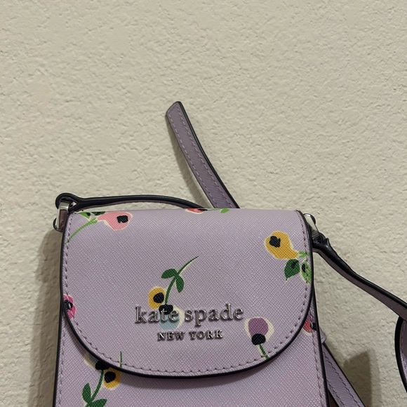 Kate Spade Cameron Floral Ditsy North South Flap Phone Crossbody Purple Travel - Picture 3 of 13